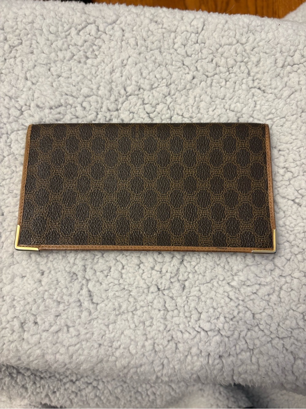 Celine Brown Monogram Long Wallet with Gold Corners